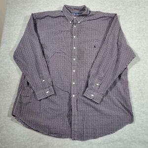 Ralph Lauren Shirt Mens Tall 2XL Red Blue Checkered Classic Collared Button Down